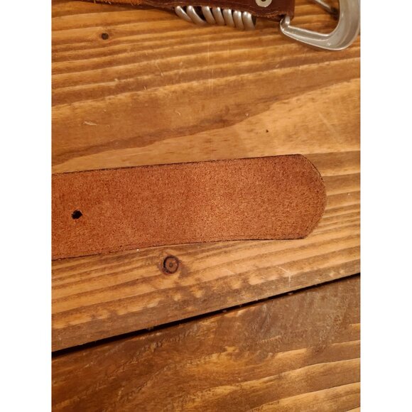 Vintage Brown Leather Belt With Silver Loops Buckle Design By L. Chessler - Picture 7 of 7